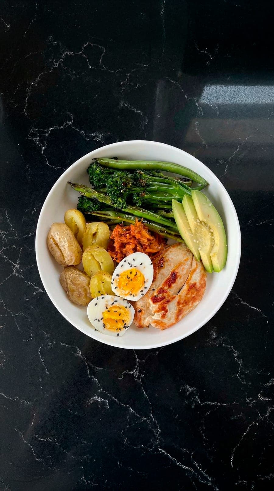 Comida del plan: pollo, huevo y aguacate